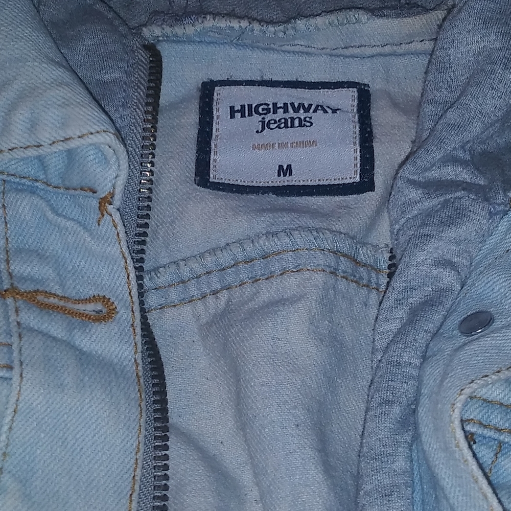 Jean cropped jacket w lining n gray hood